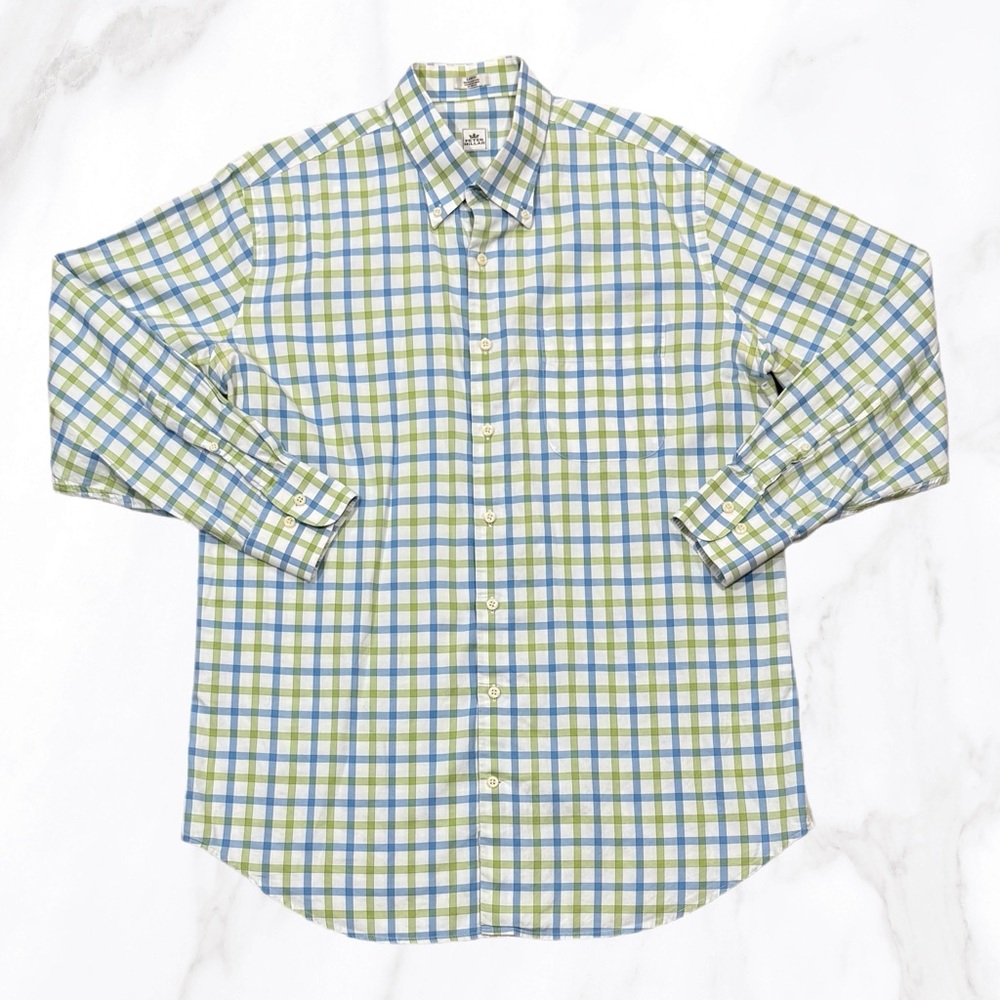 Peter Millar Men’s Plaid Button-Up Preppy Chic Long Sleeve‎ Shirt, Size L